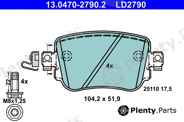 ATE 13.0470-2790.2 — Brake Pad Set, disc brake ATE Ceramic