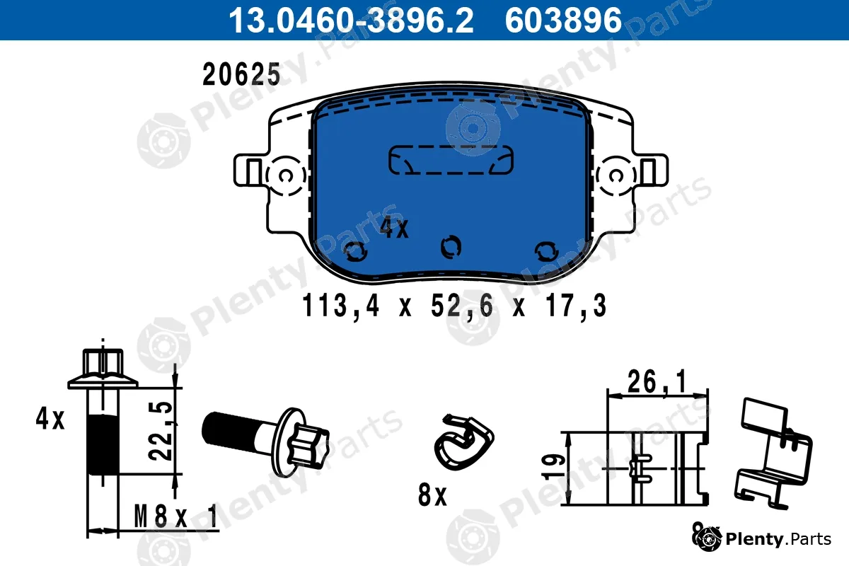 ATE 13.0460-3896.2 — Brake Pad Set, disc brake