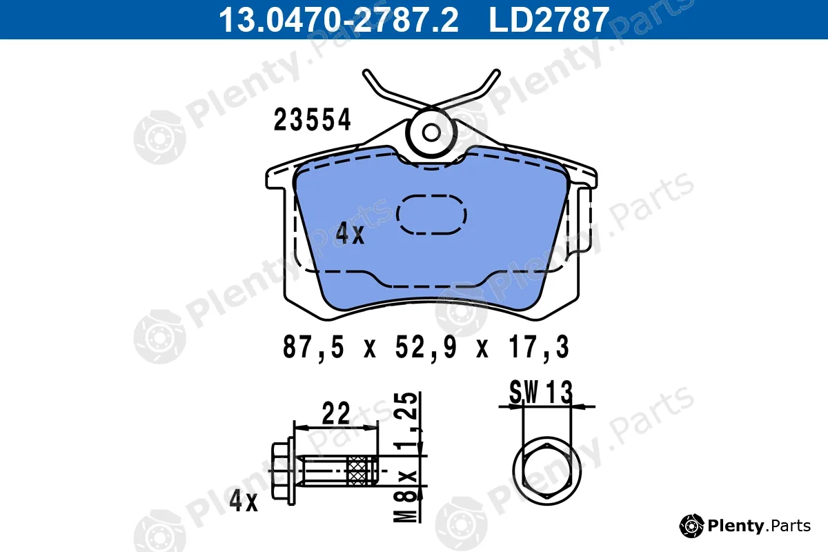 ATE 13.0470-2787.2 — Brake Pad Set, disc brake ATE Ceramic