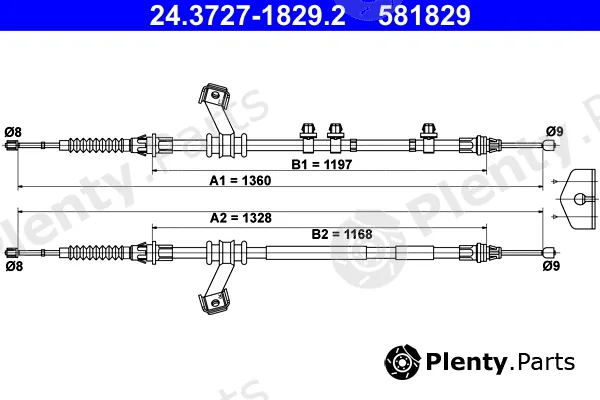 ATE 24.3727-1829.2 — Cable Pull, parking brake