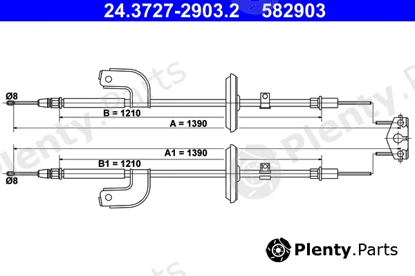 ATE 24.3727-2903.2 — Cable Pull, parking brake