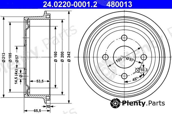 ATE 24.0220-0001.2 — Brake Drum
