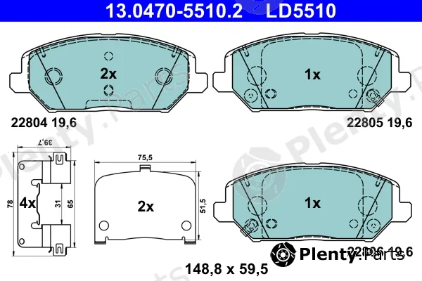 ATE 13.0470-5510.2 — Brake Pad Set, disc brake ATE Ceramic