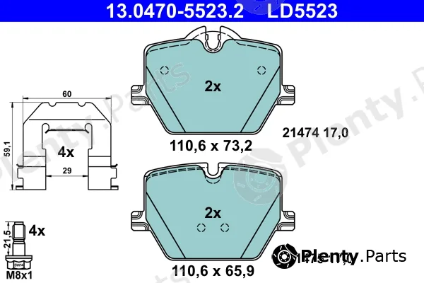 ATE 13.0470-5523.2 — Brake Pad Set, disc brake ATE Ceramic