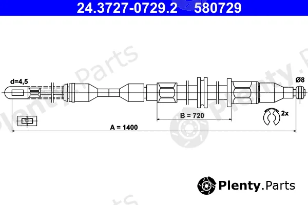ATE 24.3727-0729.2 — Cable Pull, parking brake