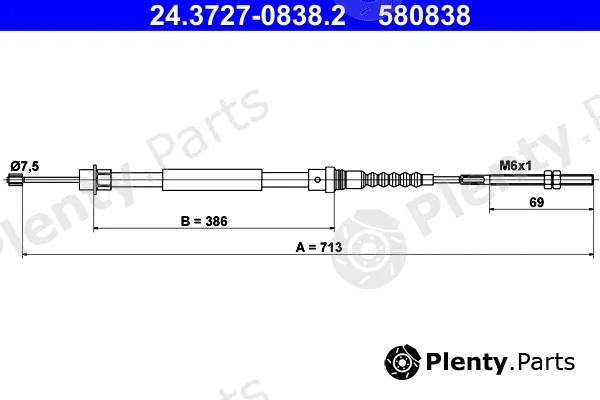ATE 24.3727-0838.2 — Cable Pull, parking brake
