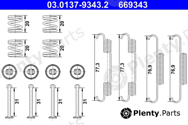 ATE 03.0137-9343.2 — Accessory Kit, parking brake shoes