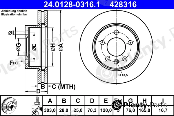 ATE 24.0128-0316.1 — Brake Disc