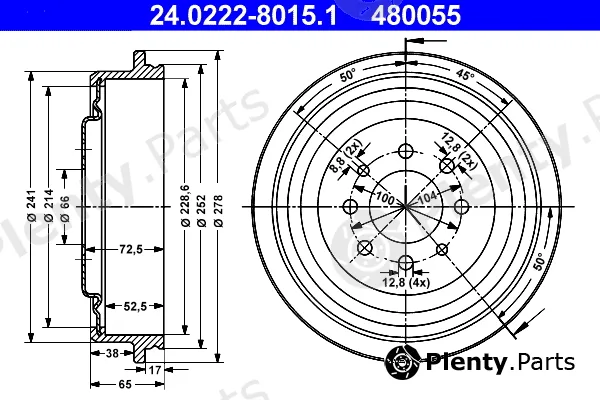 ATE 24.0222-8015.1 — Brake Drum