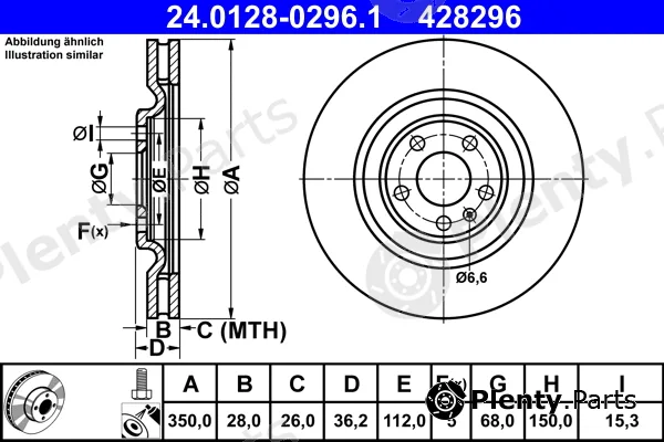 ATE 24.0128-0296.1 — Brake Disc
