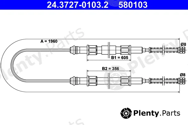 ATE 24.3727-0103.2 — Cable Pull, parking brake