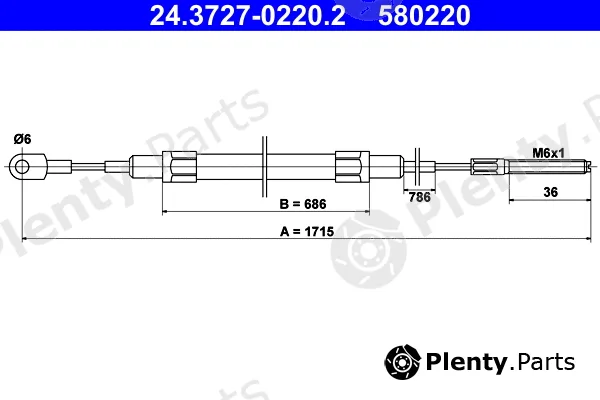 ATE 24.3727-0220.2 — Cable Pull, parking brake