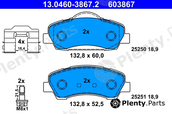 ATE 13.0460-3867.2 — Brake Pad Set, disc brake
