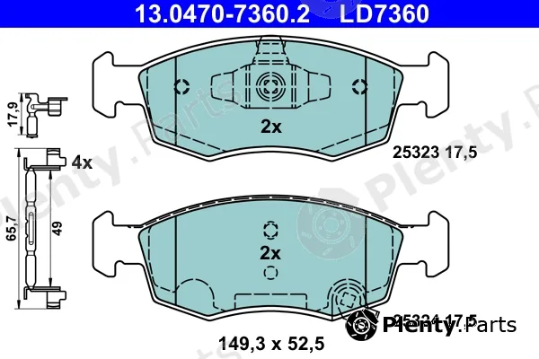 ATE 13.0470-7360.2 — Brake Pad Set, disc brake ATE Ceramic