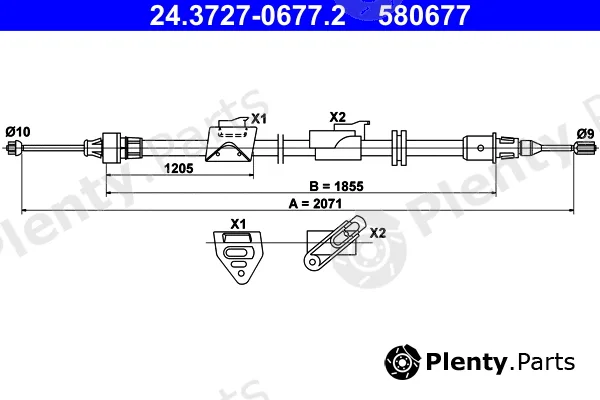 ATE 24.3727-0677.2 — Cable Pull, parking brake