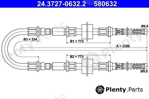 ATE 24.3727-0632.2 — Cable Pull, parking brake