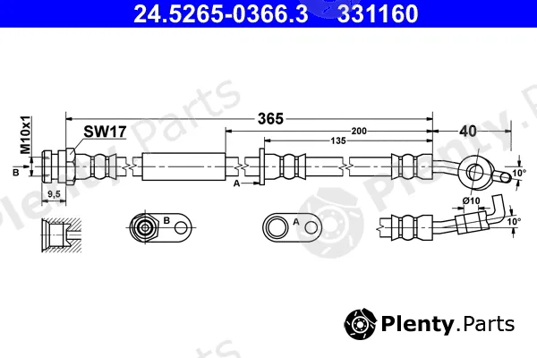 ATE 24.5265-0366.3 — Brake Hose