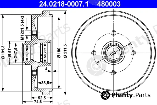 ATE 24.0218-0007.1 — Brake Drum