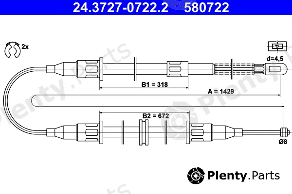 ATE 24.3727-0722.2 — Cable Pull, parking brake