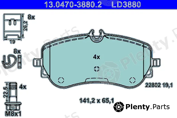 ATE 13.0470-3880.2 — Brake Pad Set, disc brake ATE Ceramic