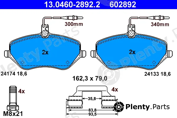 ATE 13.0460-2892.2 — Brake Pad Set, disc brake