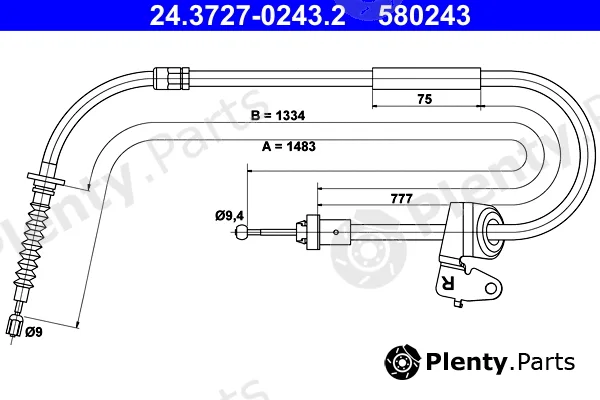 ATE 24.3727-0243.2 — Cable Pull, parking brake