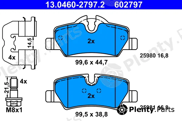 ATE 13.0460-2797.2 — Brake Pad Set, disc brake