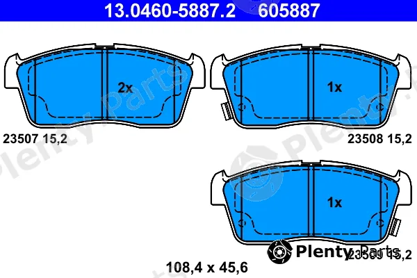 ATE 13.0460-5887.2 — Brake Pad Set, disc brake