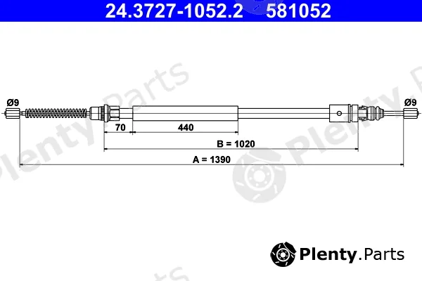 ATE 24.3727-1052.2 — Cable Pull, parking brake