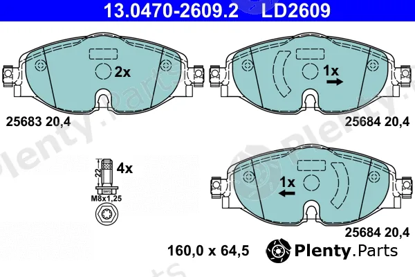 ATE 13.0470-2609.2 — Brake Pad Set, disc brake ATE Ceramic