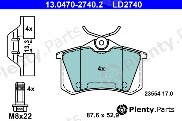 ATE 13.0470-2740.2 — Brake Pad Set, disc brake ATE Ceramic