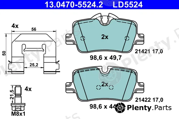 ATE 13.0470-5524.2 — Brake Pad Set, disc brake ATE Ceramic