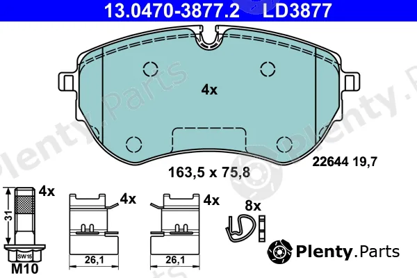 ATE 13.0470-3877.2 — Brake Pad Set, disc brake ATE Ceramic