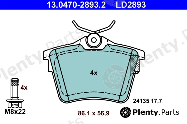 ATE 13.0470-2893.2 — Brake Pad Set, disc brake ATE Ceramic