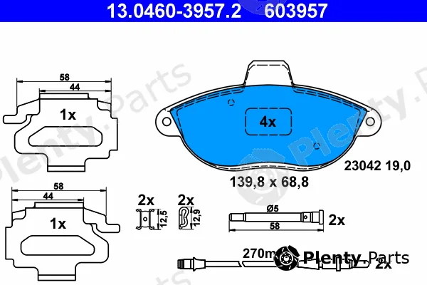 ATE 13.0460-3957.2 — Brake Pad Set, disc brake