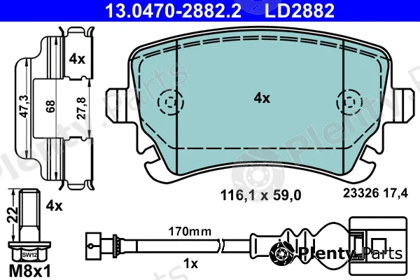 ATE 13.0470-2882.2 — Brake Pad Set, disc brake ATE Ceramic