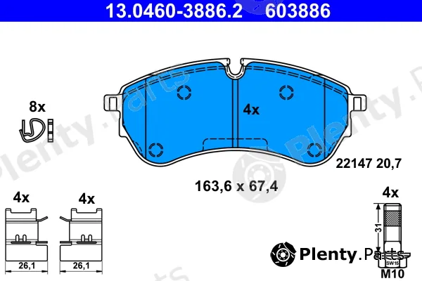ATE 13.0460-3886.2 — Brake Pad Set, disc brake