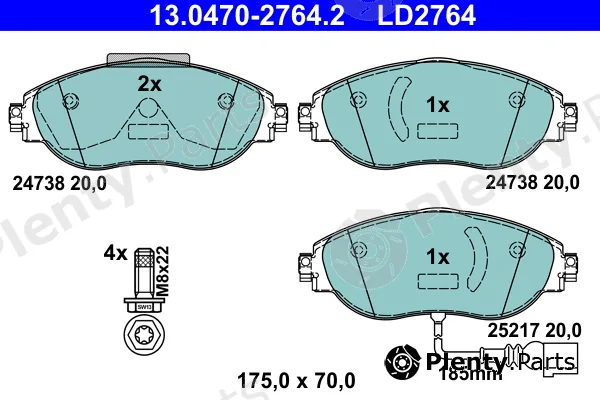 ATE 13.0470-2764.2 — Brake Pad Set, disc brake ATE Ceramic