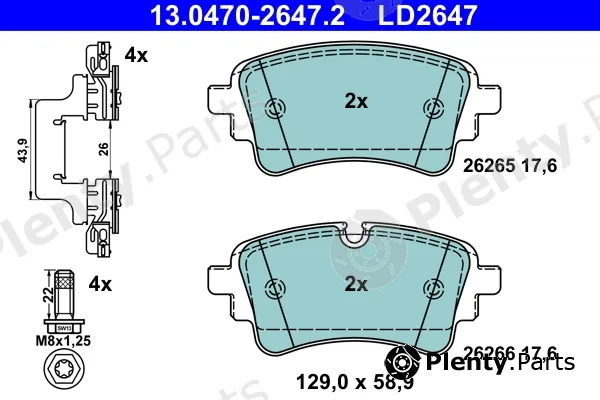 ATE 13.0470-2647.2 — Brake Pad Set, disc brake ATE Ceramic