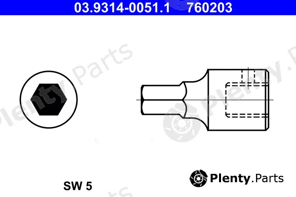 ATE 03.9314-0051.1 — Socket Wrench Insert