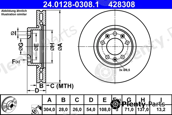 ATE 24.0128-0308.1 — Brake Disc