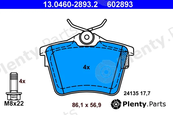 ATE 13.0460-2893.2 — Brake Pad Set, disc brake