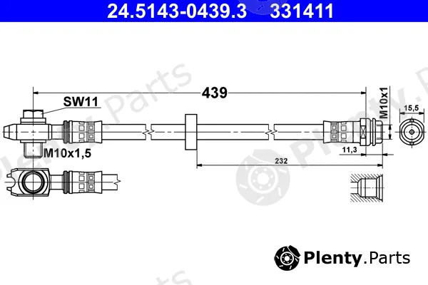 ATE 24.5143-0439.3 — Brake Hose