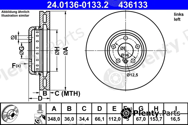 ATE 24.0136-0133.2 — Brake Disc