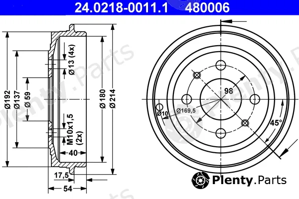 ATE 24.0218-0011.1 — Brake Drum