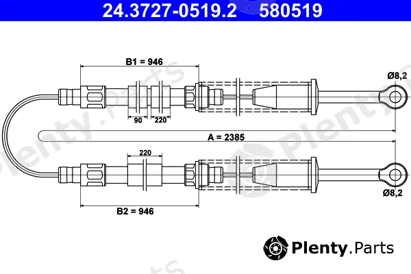 ATE 24.3727-0519.2 — Cable Pull, parking brake