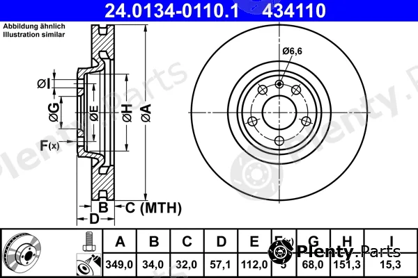 ATE 24.0134-0110.1 — Brake Disc