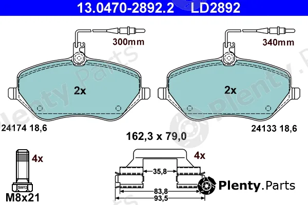 ATE 13.0470-2892.2 — Brake Pad Set, disc brake ATE Ceramic