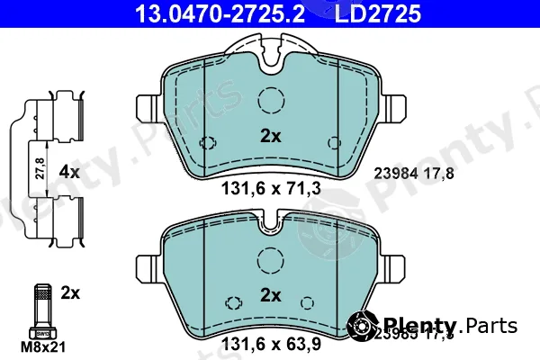 ATE 13.0470-2725.2 — Brake Pad Set, disc brake ATE Ceramic