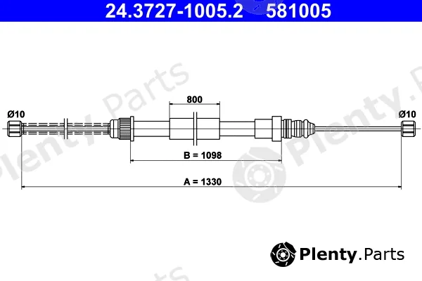 ATE 24.3727-1005.2 — Cable Pull, parking brake